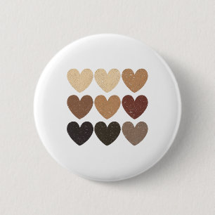 Melanin Skin Tone Hearts Juneteenth Black History 6 Cm Round Badge