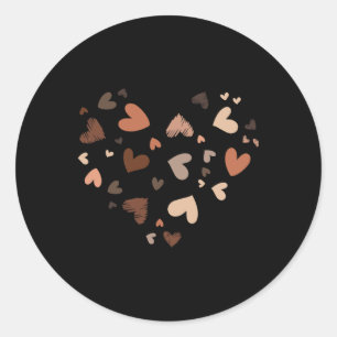 Melanin Skin Tone Hearts Juneteenth Black History Classic Round Sticker