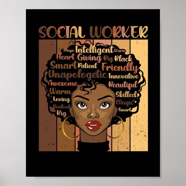Melanin Social Worker Afro Hair Black History Poster (Front)