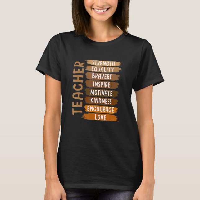Melanin Teacher Black History Month African Black  T-Shirt (Front)