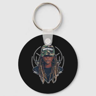 Melanin Unbothered Black Woman Locs Camo Black His Key Ring