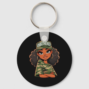 Melanin Unbothered Black Woman Locs Camo Black His Key Ring