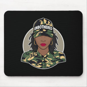 Melanin Unbothered Black Woman Locs Camo Black His Mouse Pad