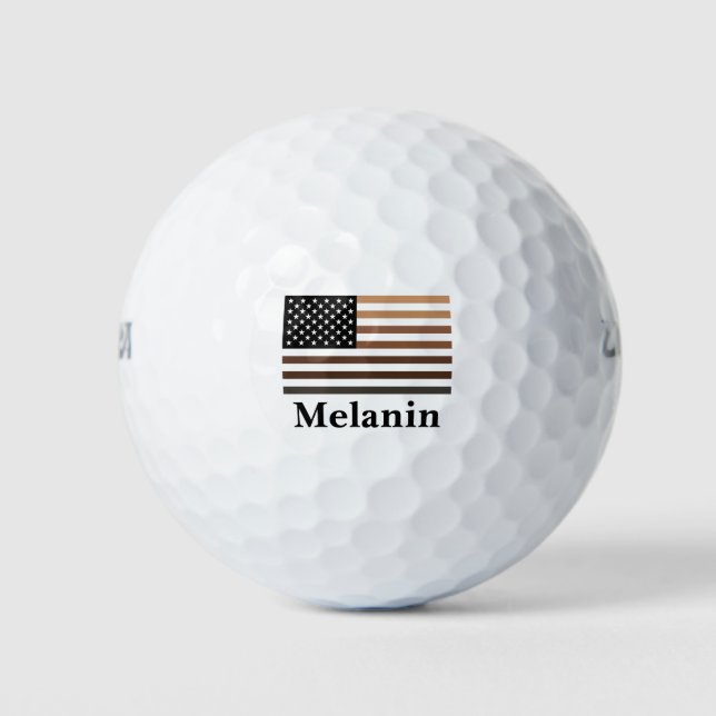 Melanin USA Flag African American Black History Golf Balls (Front)