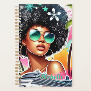Melanin Woman - Afro - Tropical Cruise/Vacation Planner