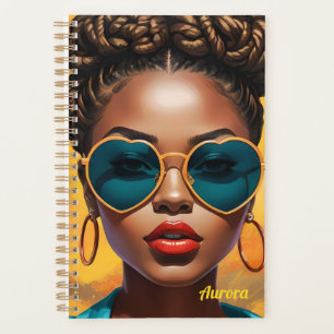 Melanin Woman w/Heart-Shaped Sunglasses - Pop Art Planner