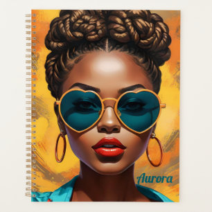 Melanin Woman w/Heart-Shaped Sunglasses - Pop Art Planner