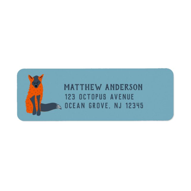 Melanistic Fox Animal Lovers Return Address Label (Front)
