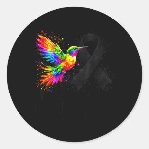 Melanoma and Skin Cancer Awareness Hummingbird Classic Round Sticker