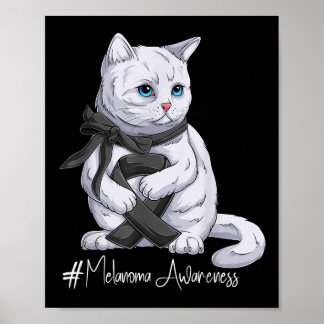 Melanoma Awareness Month Black Ribbon Cat Poster