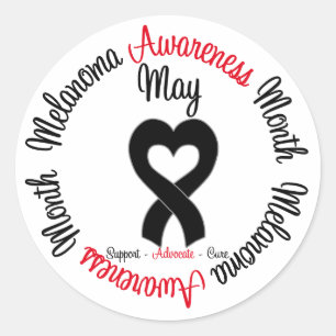 Melanoma Awareness Month Heart Ribbon Classic Round Sticker
