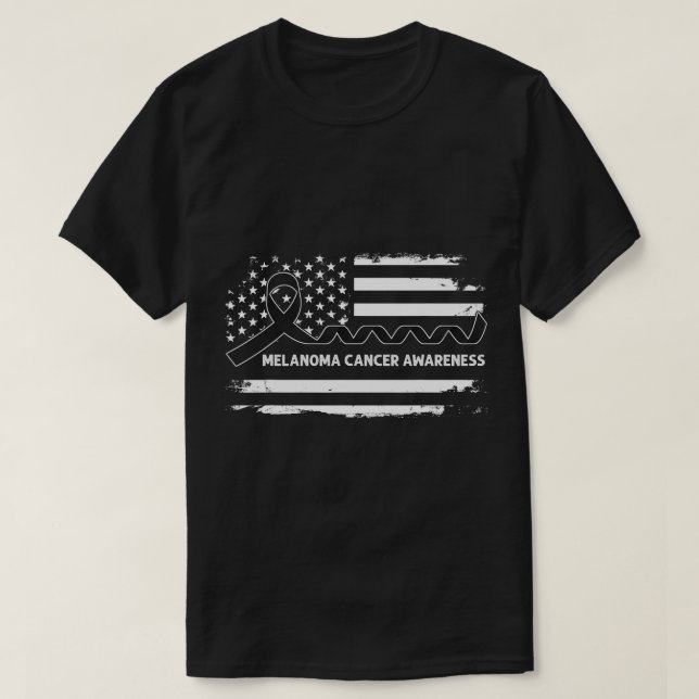 Melanoma Cancer Awareness American Flag T-Shirt (Design Front)