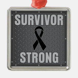 Melanoma Cancer Survivor Strong Metal Tree Decoration