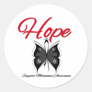 Melanoma Hope Butterfly Ribbon Classic Round Sticker