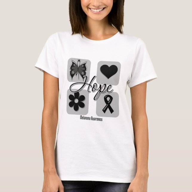 Melanoma Hope Love Inspire Awareness T-Shirt (Front)