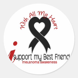 Melanoma I Support My Best Friend Classic Round Sticker