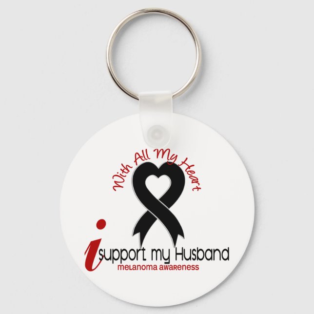 Melanoma I Support My Husband Key Ring (Front)