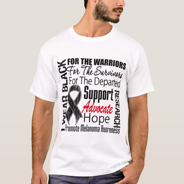 Melanoma I Wear Black Ribbon TRIBUTE T-Shirt (Front)