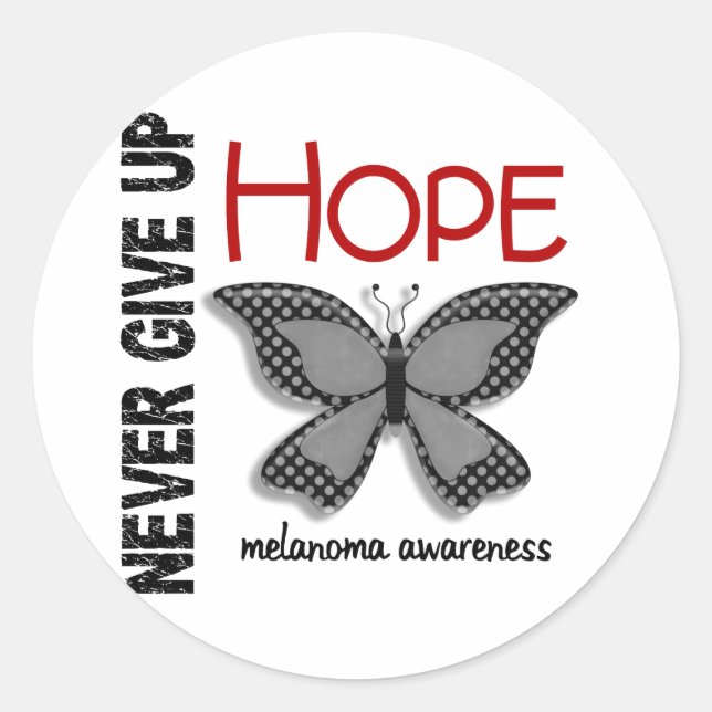 Melanoma Never Give Up Hope Butterfly 4.1 Classic Round Sticker (Front)