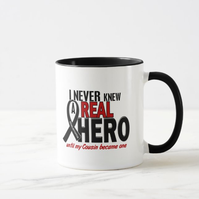 Melanoma NEVER KNEW A HERO 2 Cousin Mug (Right)