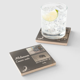 Melanoma Pet Memorial Photo Layout Stone Coaster