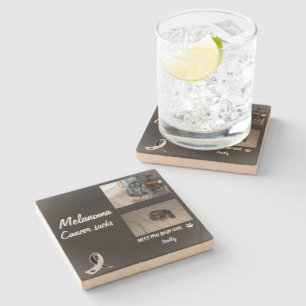 Melanoma Pet Memorial Photo Layout Stone Coaster