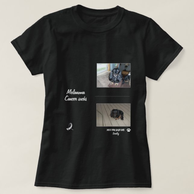 Melanoma Pet Tribute Two-Photo Layout T-Shirt (Design Front)