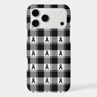 Melanoma Skin Cancer Awareness Plaid Black Ribbon