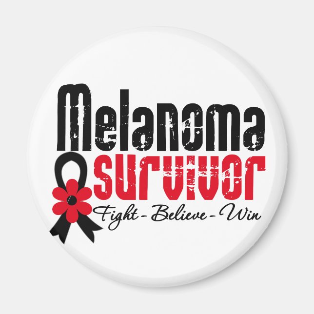 Melanoma Survivor Flower Ribbon Magnet (Front)