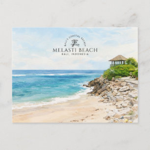 Melasti Beach Bali, Indonesia, Watercolor Souvenir Postcard