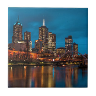 Melbourne at night ceramic tile