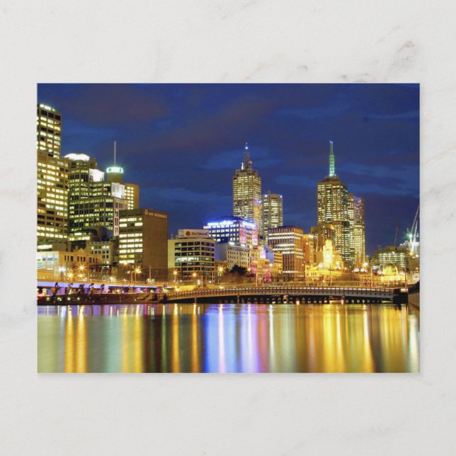 Melbourne, Australia. A nighttime view of the 2 Postcard (Front)