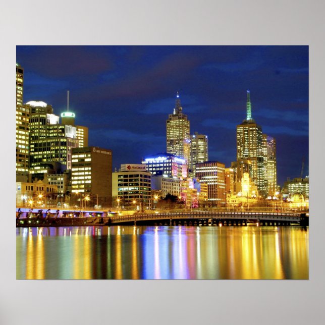 Melbourne, Australia. A nighttime view of the 2 Poster (Front)