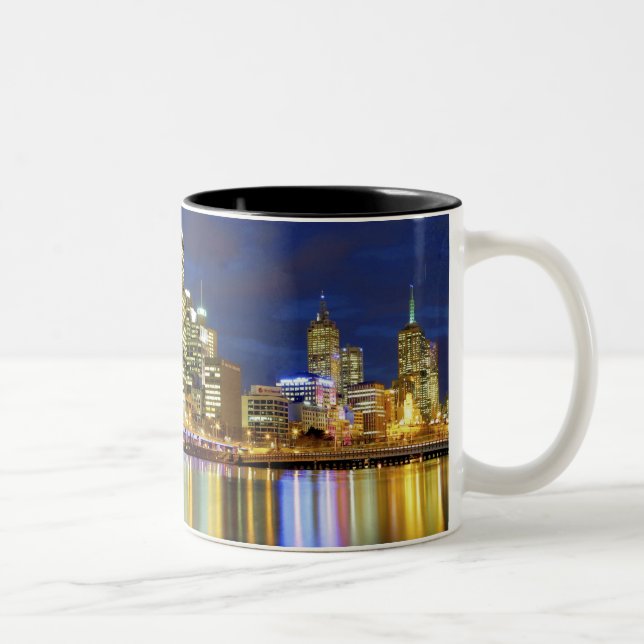 Melbourne, Australia. A nighttime view of the 2 Two-Tone Coffee Mug (Right)