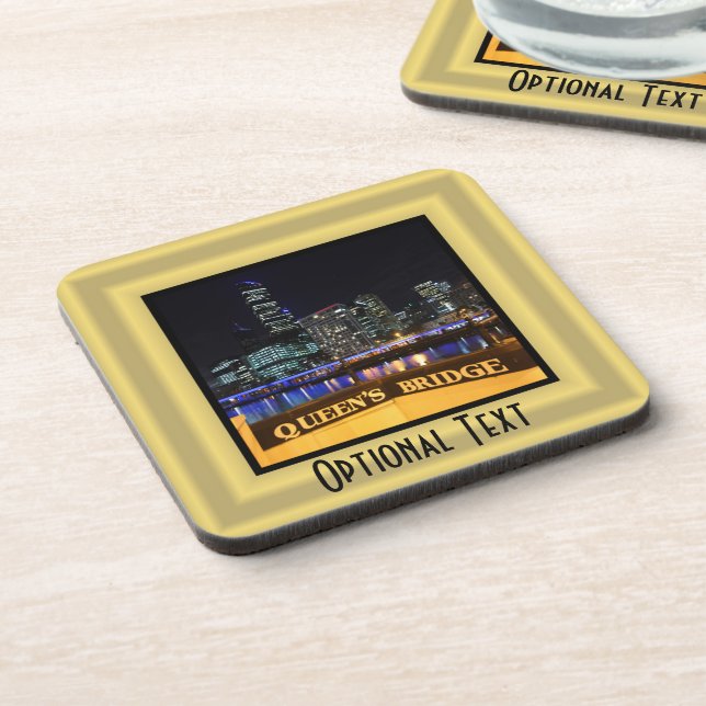 Melbourne Australia CBD Lights over Queen's Bridge Coaster (Left Side)