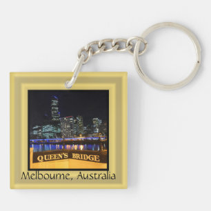 Melbourne Australia CBD Lights over Queen's Bridge Key Ring
