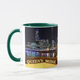 Melbourne Australia CBD Lights over Queen's Bridge Mug