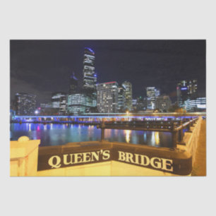 Melbourne Australia CBD Lights over Queen's Bridge Tissue Paper