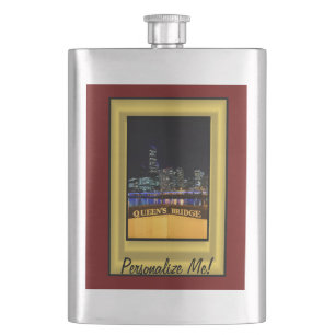 Melbourne Australia CBD Night Lights Hip Flask