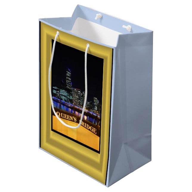 Melbourne Australia CBD Night Lights Medium Gift Bag (Front Angled)