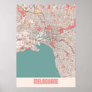 Melbourne - Australia Chalk City Map Poster