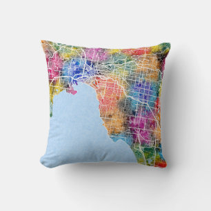 Melbourne Australia City Map Cushion