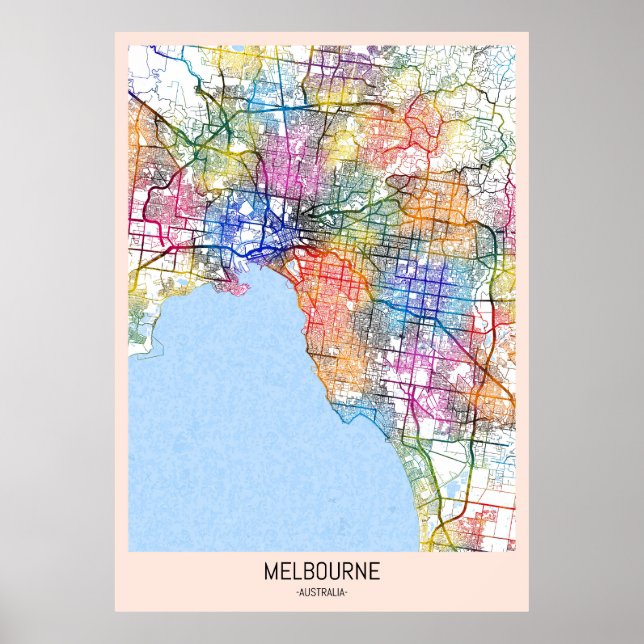 Melbourne Australia City Map Poster (Front)