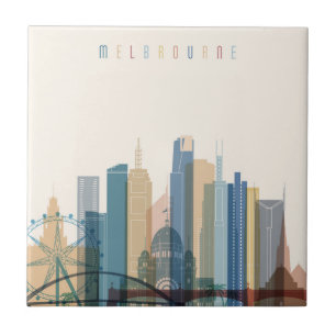 Melbourne, Australia   City Skyline Ceramic Tile