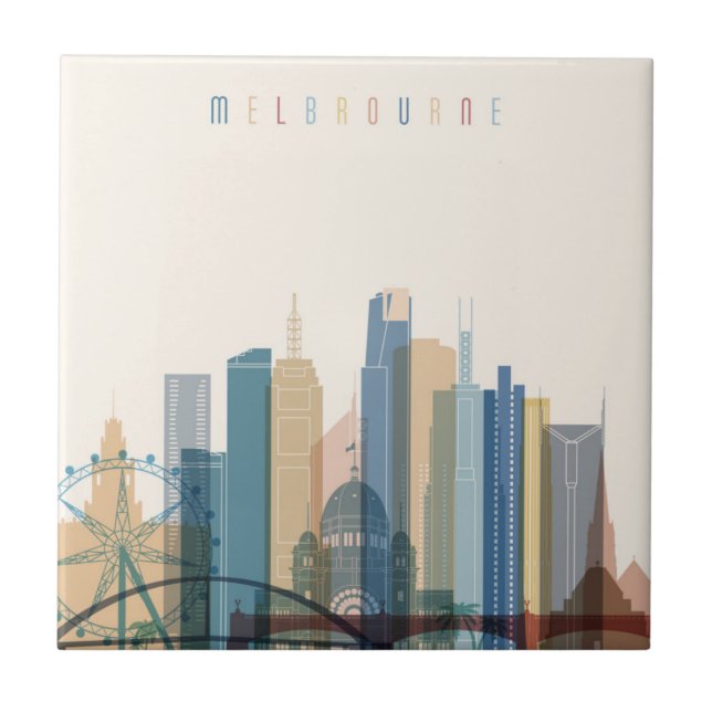 Melbourne, Australia | City Skyline Ceramic Tile (Front)