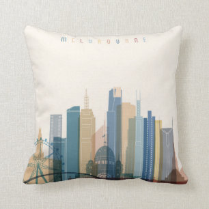 Melbourne, Australia City Skyline Cushion