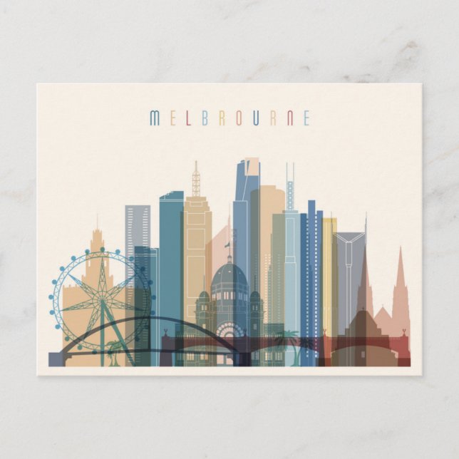 Melbourne, Australia | City Skyline Postcard (Front)