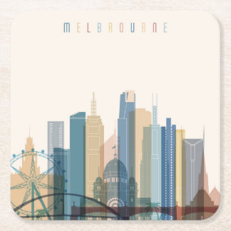 Melbourne, Australia | City Skyline Square Paper Coaster