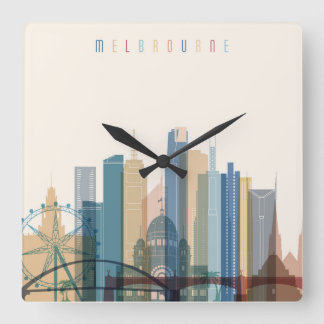 Melbourne, Australia | City Skyline Square Wall Clock