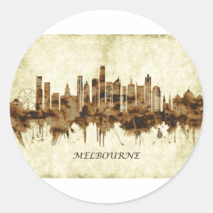 Melbourne Australia Cityscape Classic Round Sticker